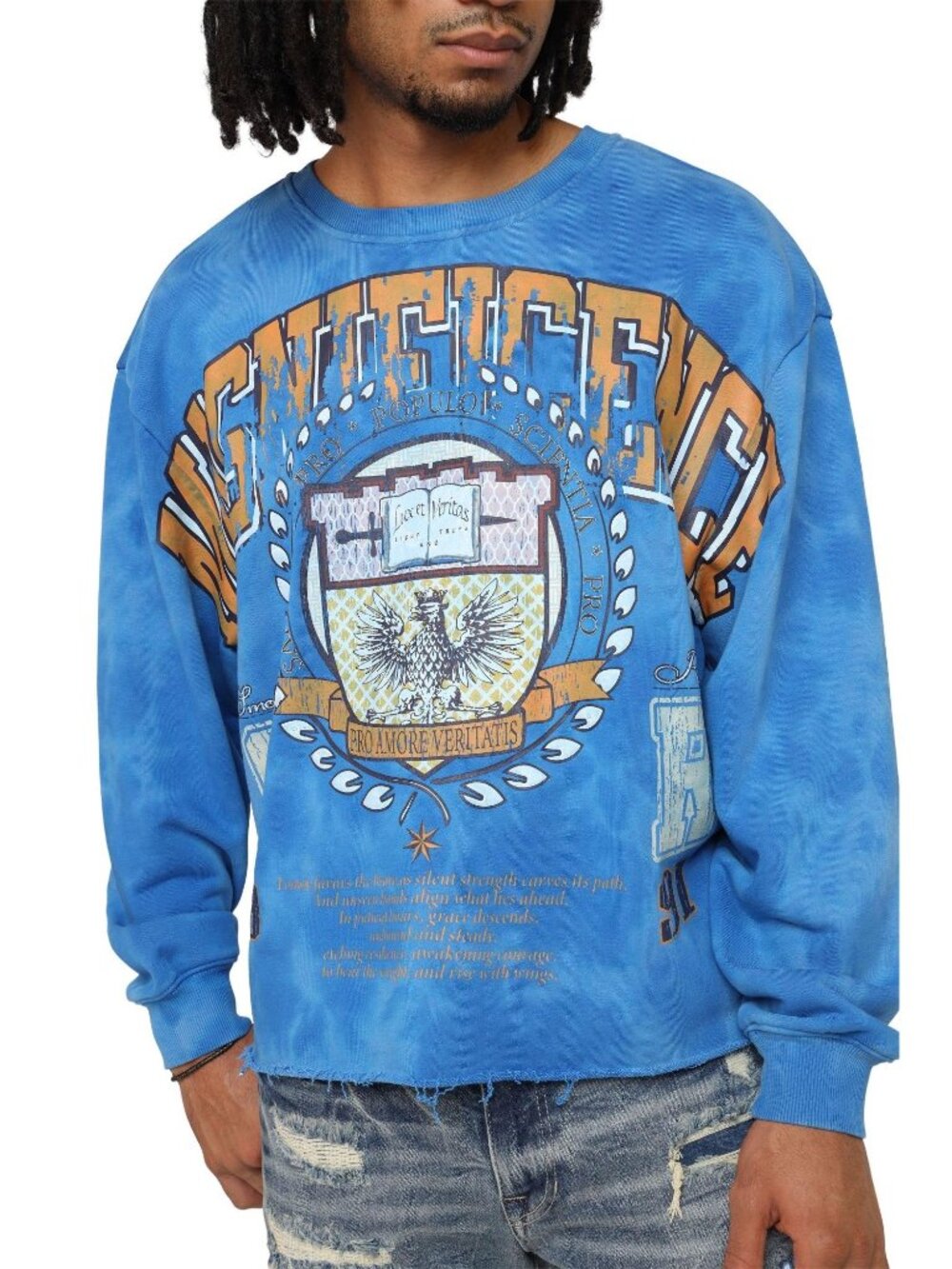 Smoke Rise Blue Oversized Graphic Sweatshirt Unisex L